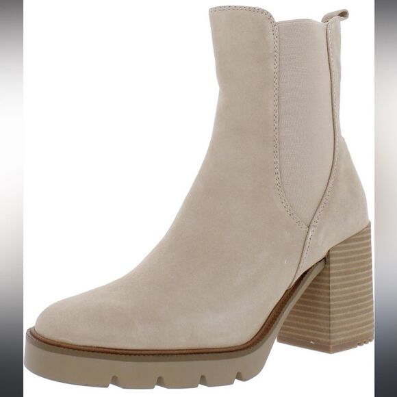 Sam Edelman Rollins Suede Boots With Side Stretch in Sesame Tan Sz 9 NWOB - Picture 1 of 9